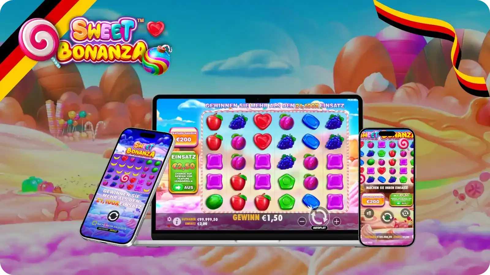 Grafiken, Sounds und Animationen Sweet Bonanza